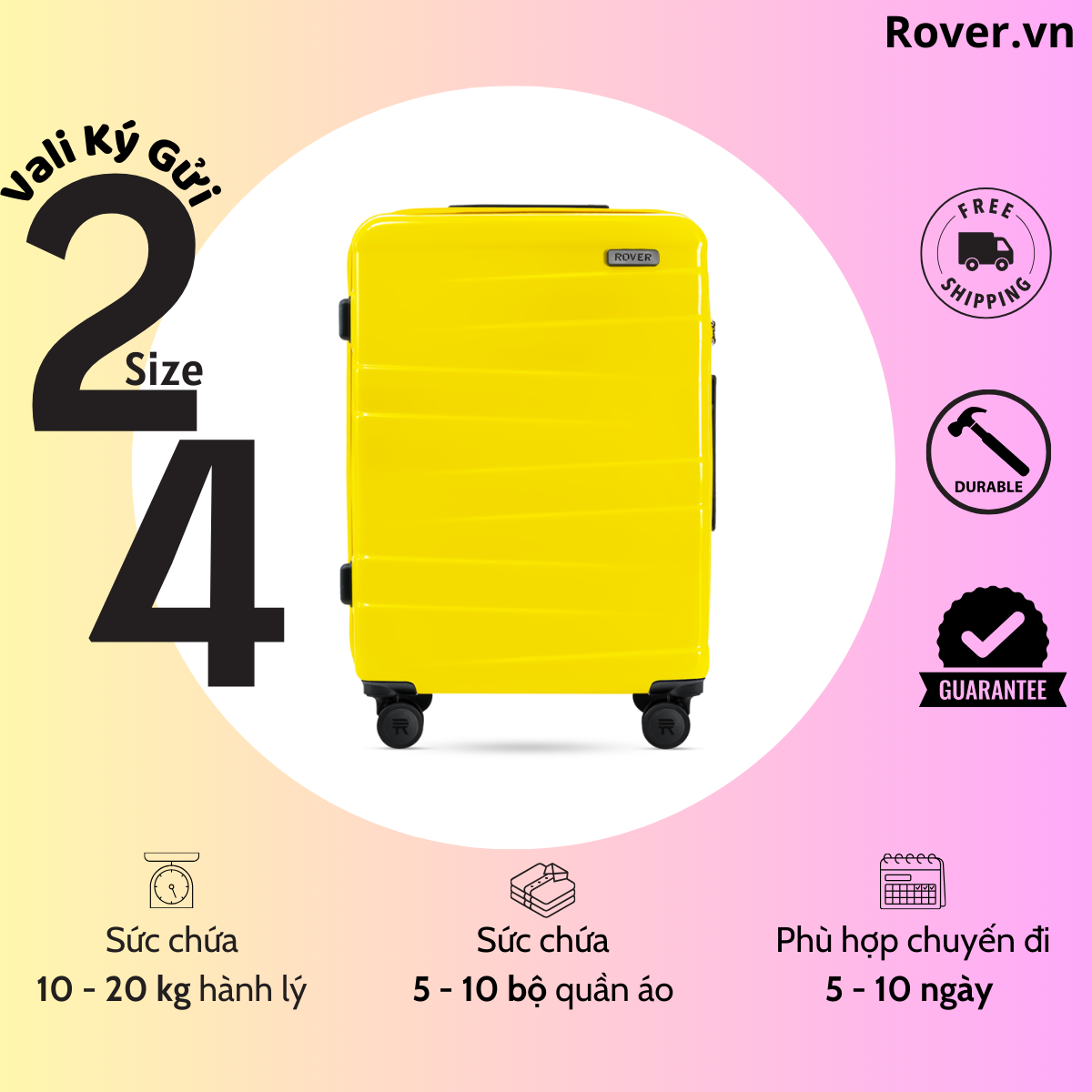 Vali kéo du lịch cao cấp ROVER One - Size Ký Gửi (Size 24)