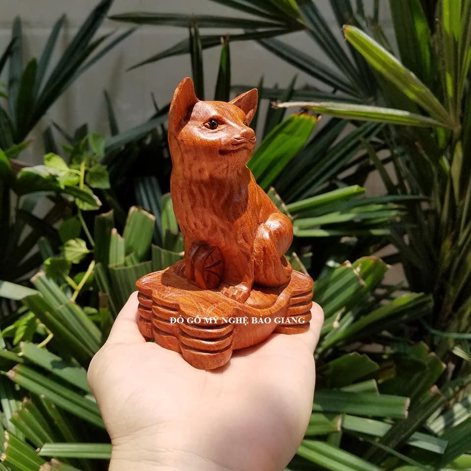 Tượng con mèo gỗ hương