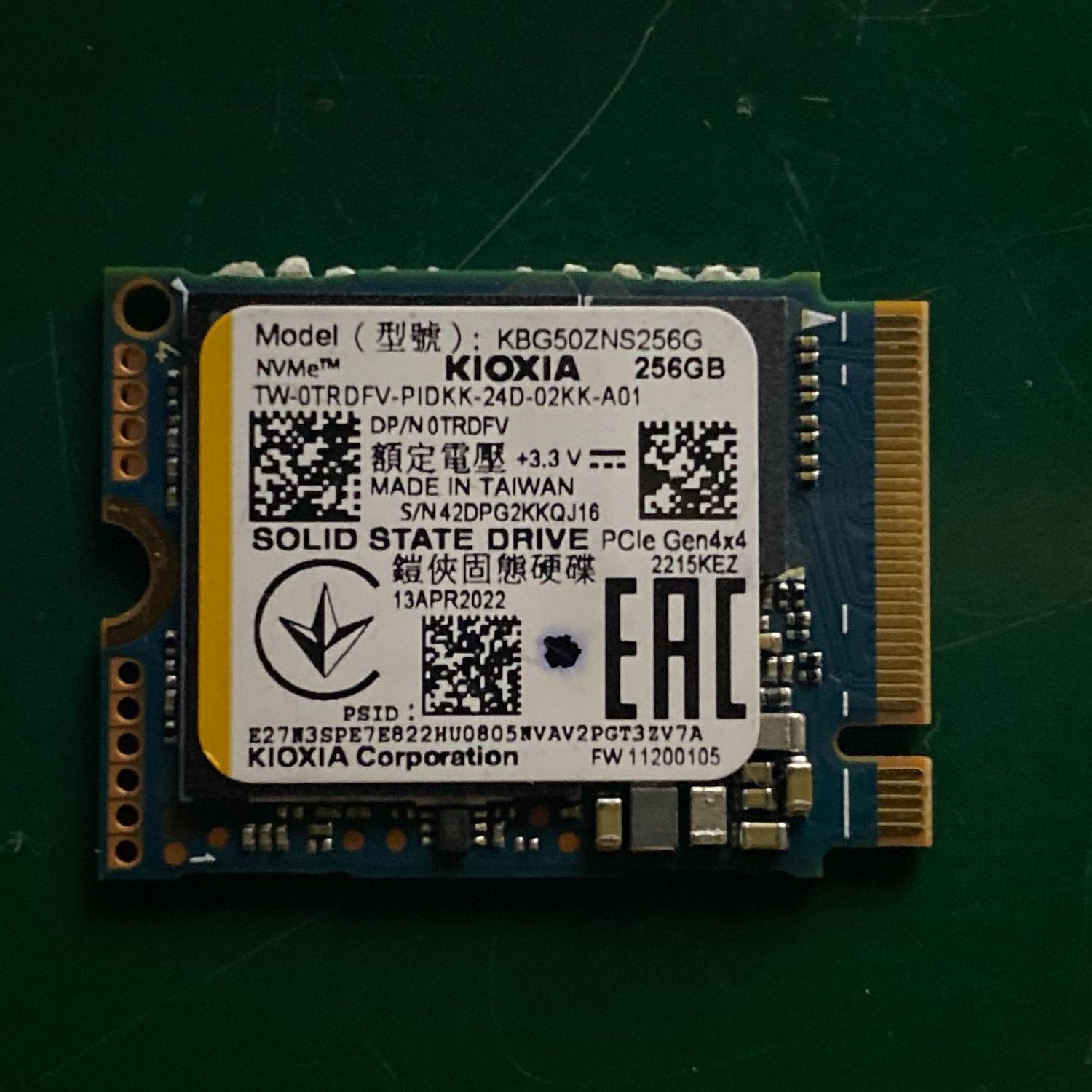 Ổ ssd 256gb chuẩn m.2 nvme 2230 tháo máy mới