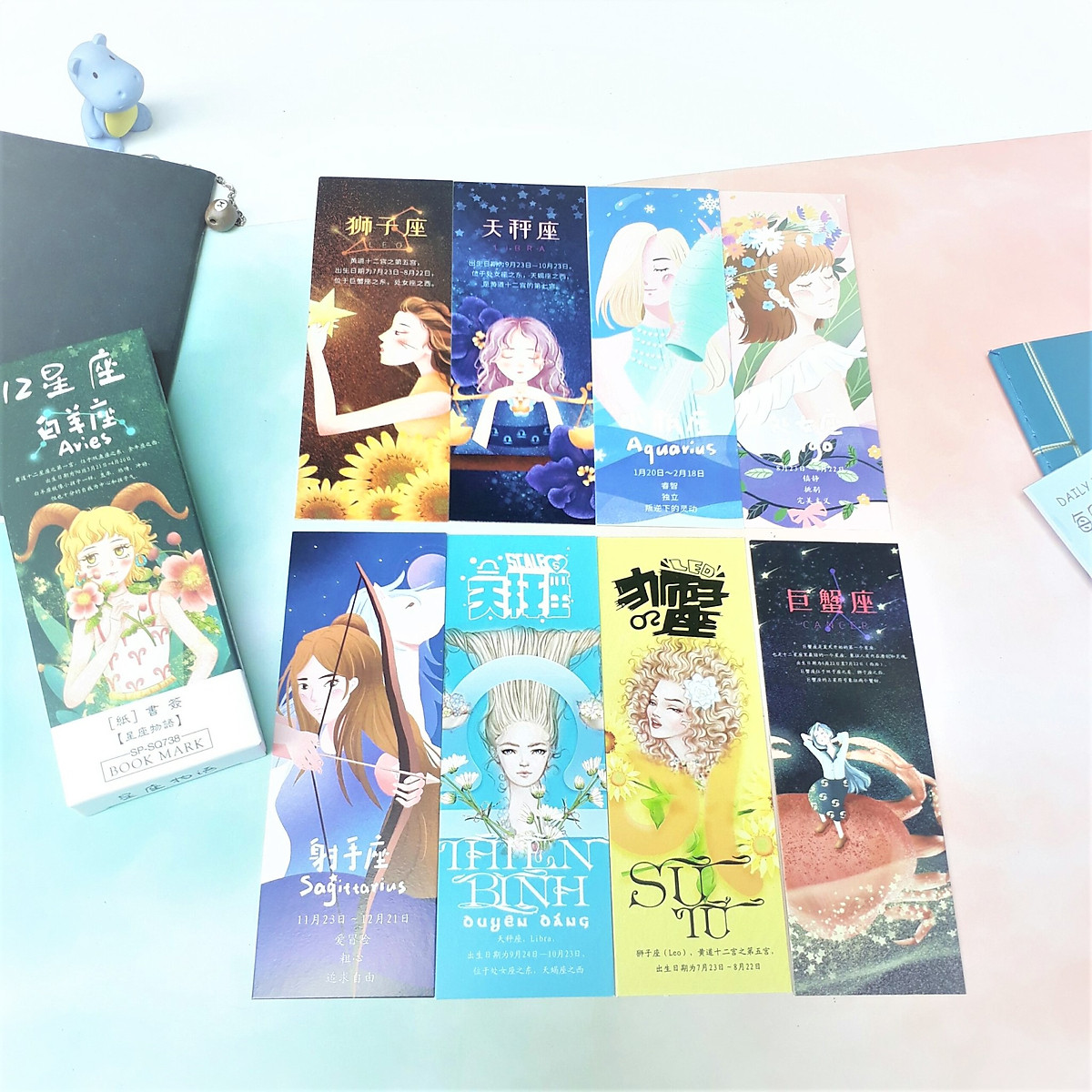 Hộp 30 Đánh Dấu Sách Bookmark Phong Cách 15x4cm - Cung Hoàng Đạo