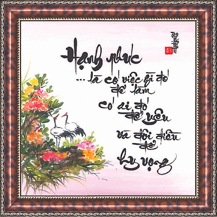 tranh thư pháp hạnh phúc là gì tặng khung tranh và móc treo tranh