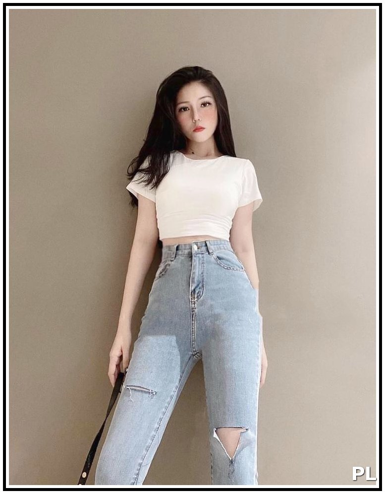 Quần jean nữ lưng cao rách xẻ gối phối rách lai 1 bên ( XANH NHẠT ) mẫu mới S11