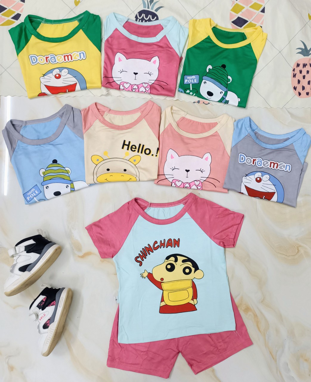 Bộ thun lạnh phối màu hình thú đùi cho bé T2LM8