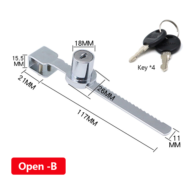 Ổ khoá cửa kính,Khoá răng cửa lùa kính tủ ,Khoá tủ kính răng cửa mạ đồng, khoá kính tủ ,có 4 chìa khóa