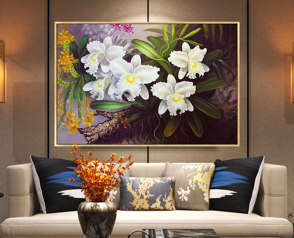 Tranh in sơn dầu VTC Hoa lan hoàng hậu TV-V-158 KT 60 x 40 cm treo tường