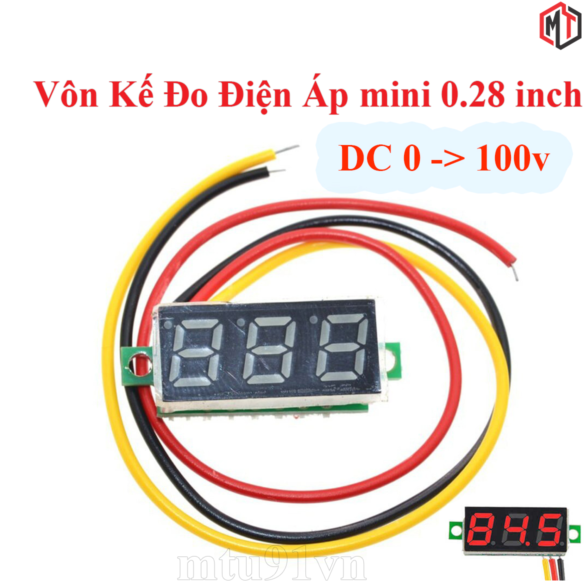 Vôn kế - Đồng Hồ Led Đo Áp - Volt DC 3 Dây 0.28 inch 0~100V