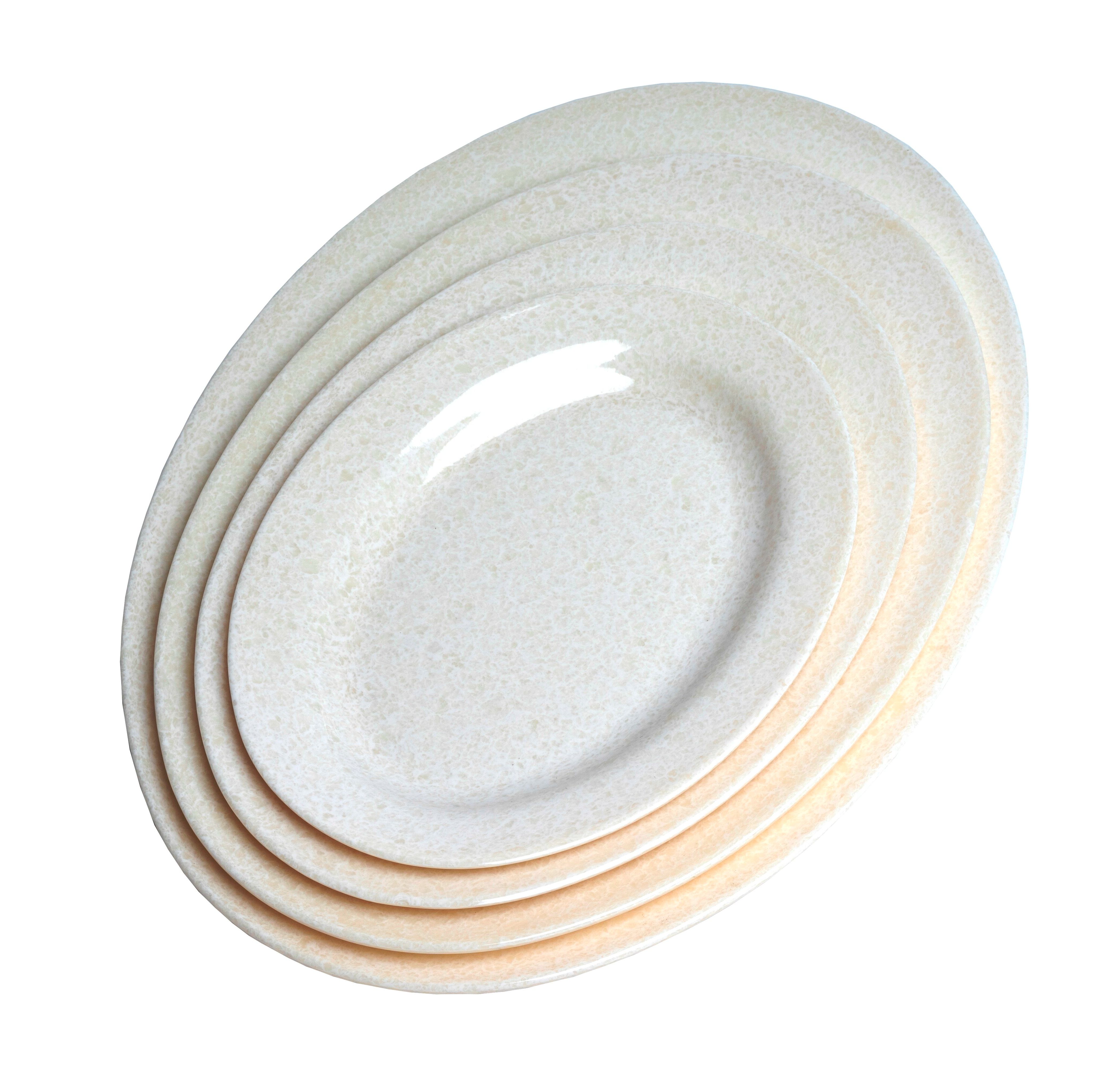 Dĩa hột xoài nhựa Melamine vân đá trắng