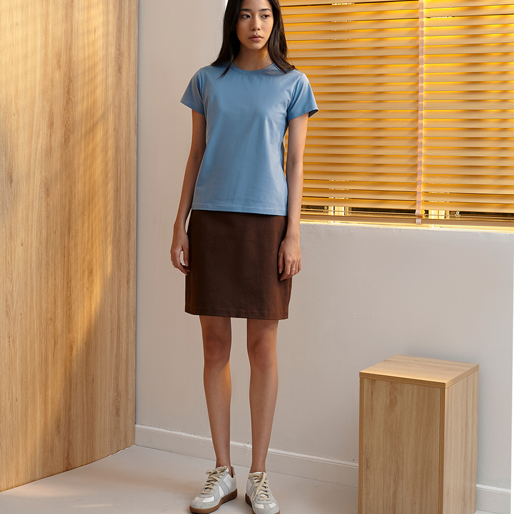 And Above - Áo thun cổ tròn nữ - Basic Tshirt -Màu Xanh