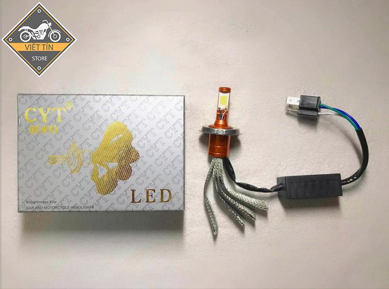 ĐÈN PHA LED CYT 2 TIM LED TRẮNG KC13 H4 (dùng điện acquy 12v) - Việt Tín