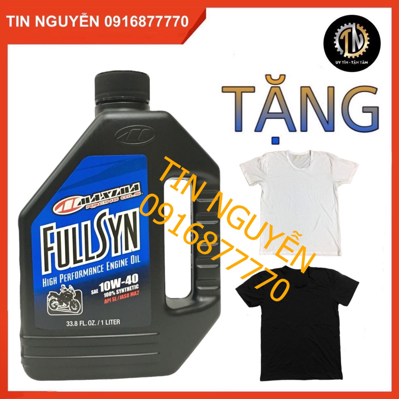 Nhớt xe số Maxima Full syn 10W40 1 Lit - TẶNG 1 ÁO THUN