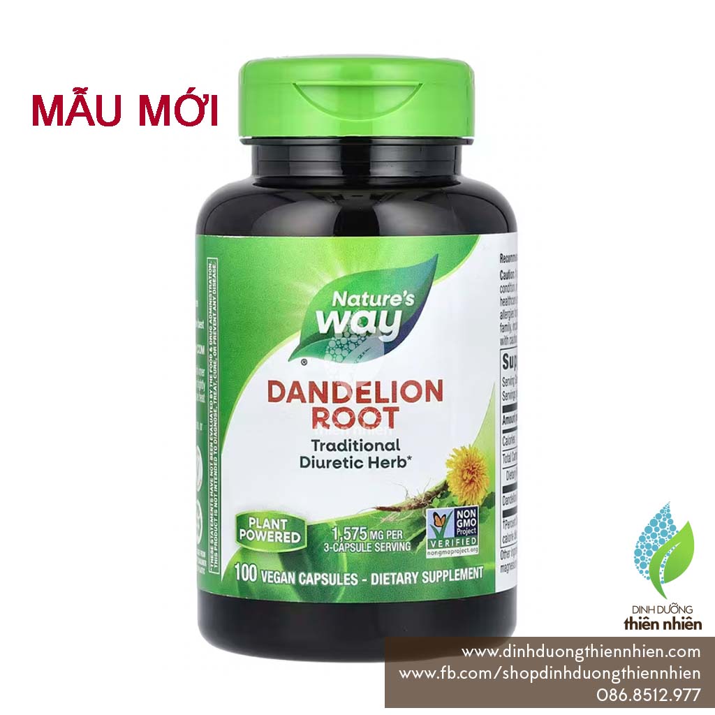 Rễ bồ công anh nature's way dandelion root, 100v