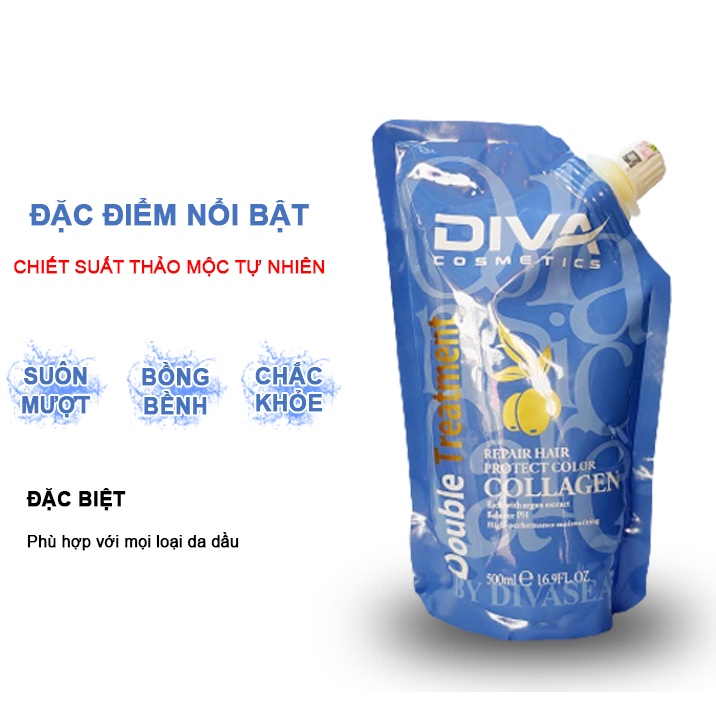 Kem ủ tóc COLLAGEN DIVA 500ml - Hấp tóc phục hồi hư tổn HUẾ STORE