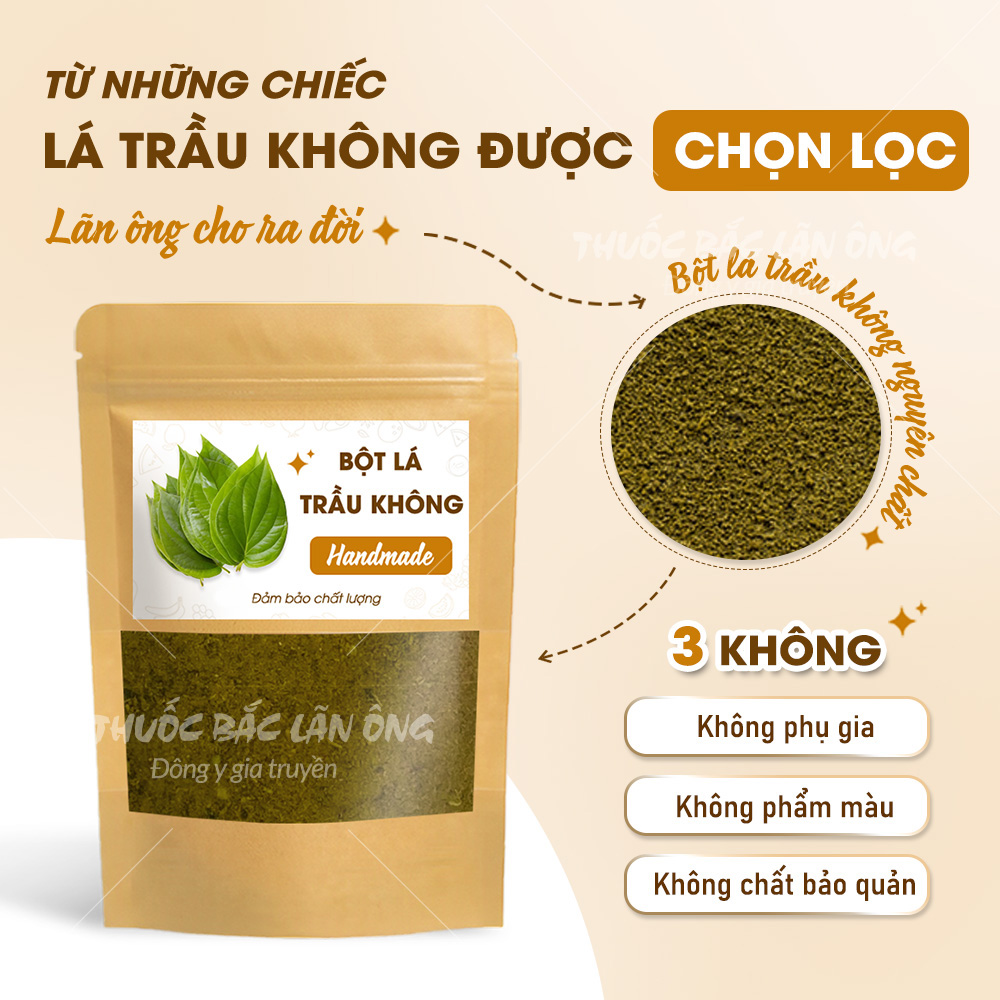 Betel Leaf Powder 100g, Pure, Steamed Betel Leaf Powder, Deodorizes, Reduces Itching and Fungus - Lan Ong
