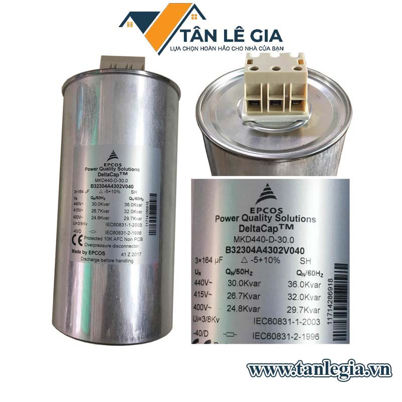 Epcos deltacap mkd440-d-30.0 b32304a4302v040 : tụ bù 30kvar 440v 50hz