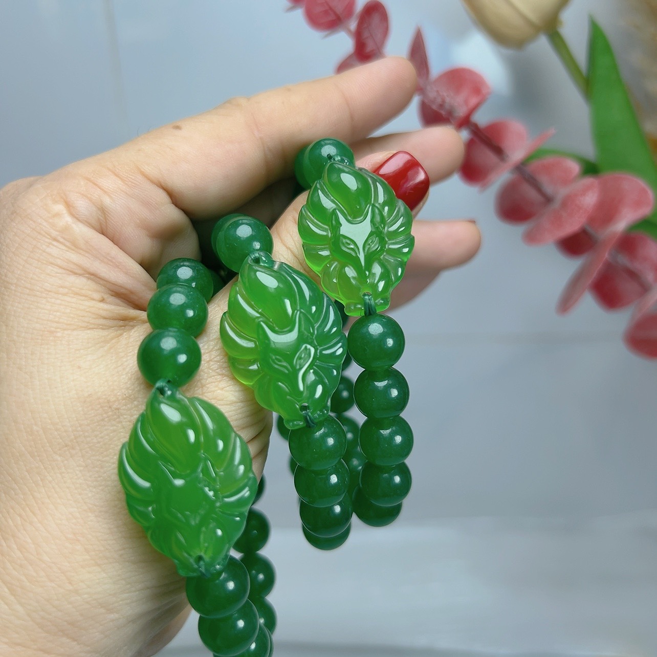 Chuỗi Vòng Tay Hạt 10mm Đá Mắt Hổ + Mắt Mèo Charm Cửu Vĩ Hồ Ly Sang Trọng, Thời Trang - Phúc An Store