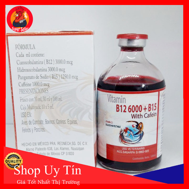 B12 6000 + B15 With Cafein Chai Zin 100ml-Kích Gà Đá Bo Khủng-Dẻo Dai-Trợ Tim Cho Chiến Kê Tăng Sức 