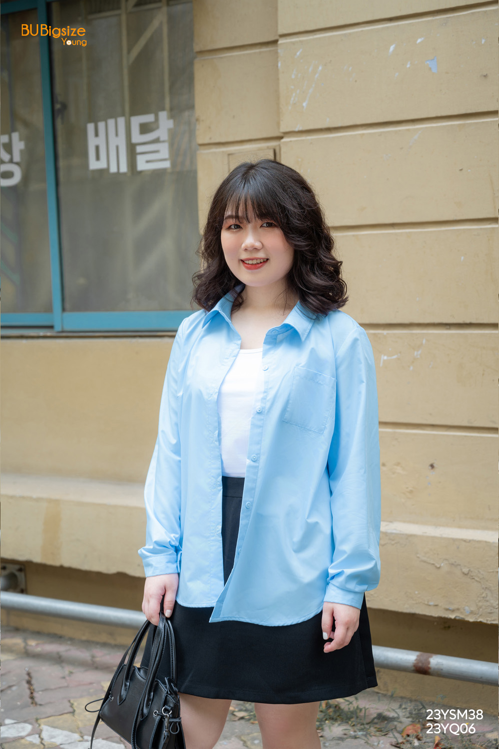 Áo sơ mi đuôi tôm túi vuông BIGSIZE (55kg đến 95kg) - 23YSM38 - [BU Bigsize Young]