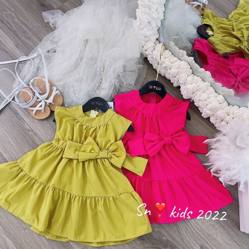 Váy thắt nơ eo cực xinh cho bé gái - VTNE
