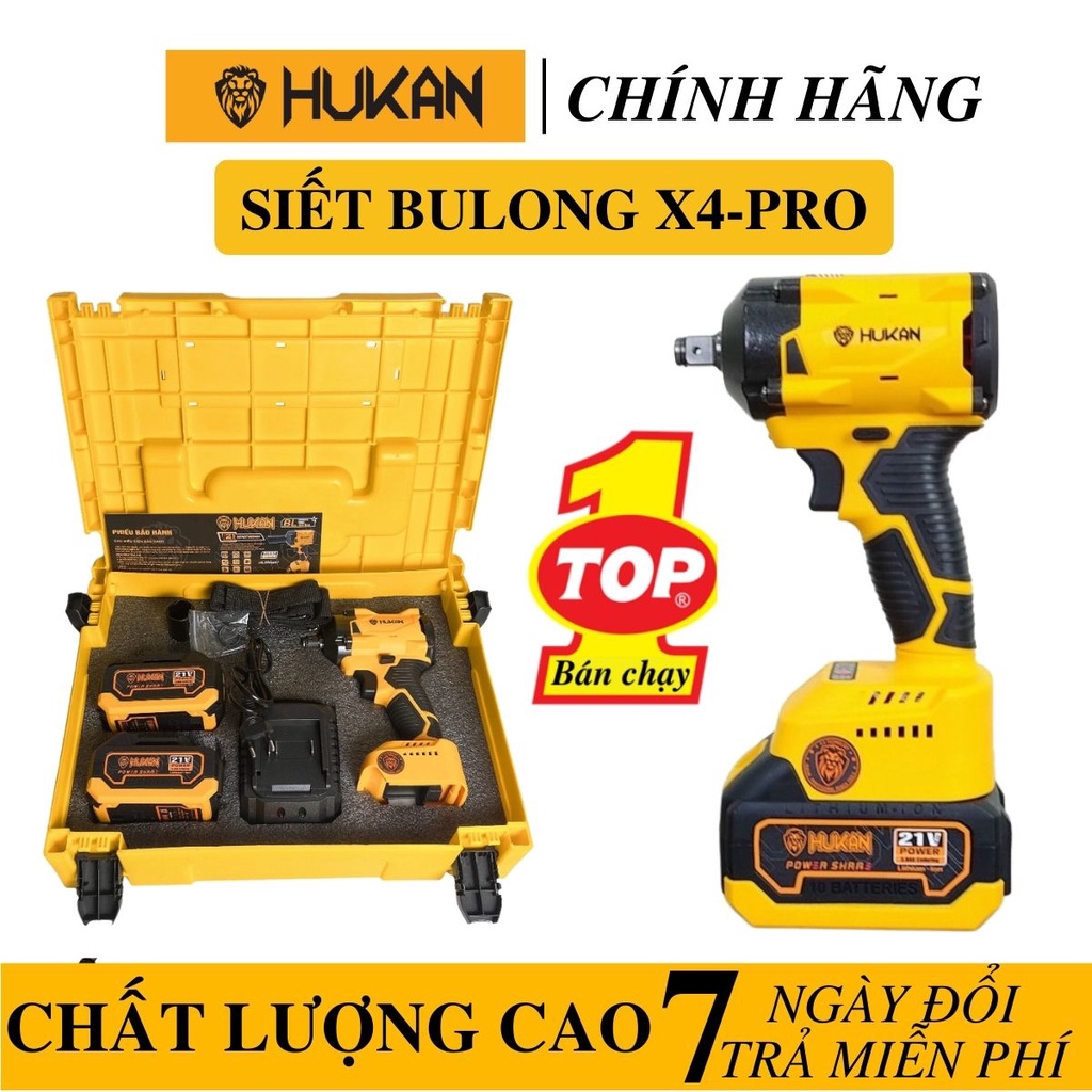 [CHÍNH HÃNG]  Máy siết bulong pin 21V HUKAN X4 Pro
