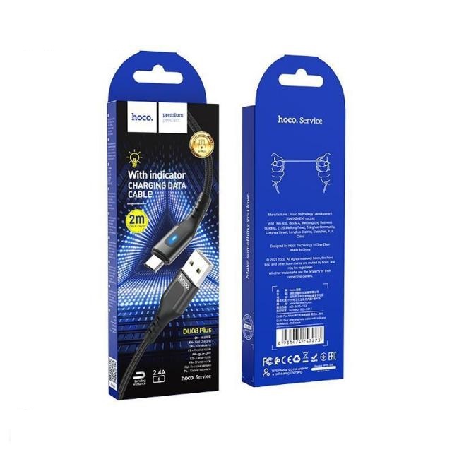 Cáp sạc nhanh Hoco DU08 dây dù báo đèn 2m