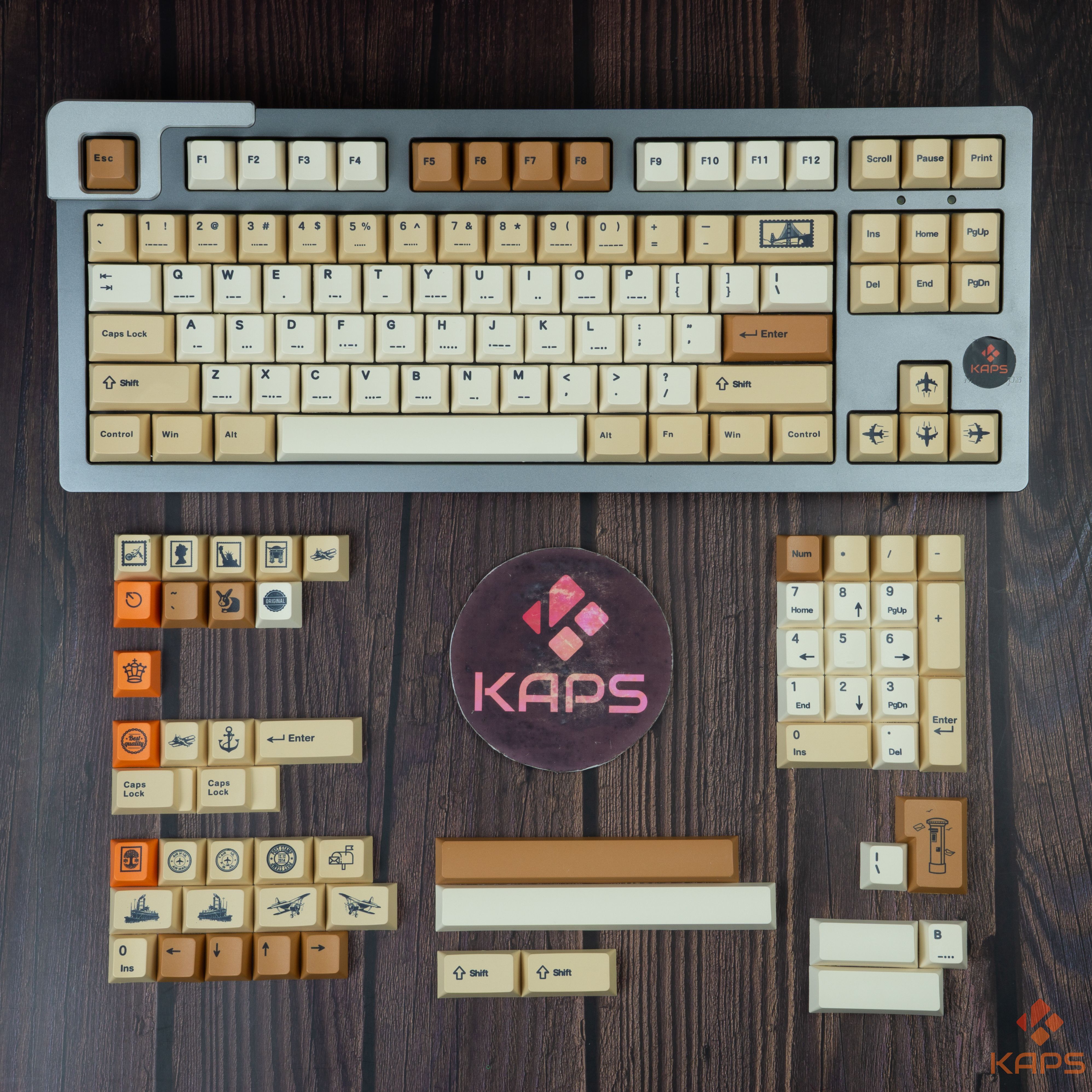 Keycap Retro Stamp nhựa PBT profile Cherry in dyesub 143 nút cho bàn phím cơ layout 108/104/98/87/84/75/68/64/61