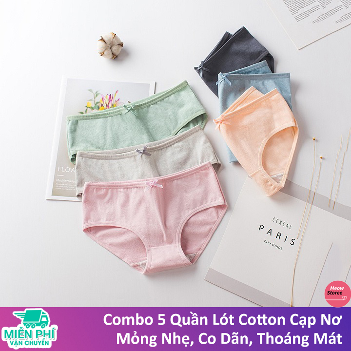 Combo 5 Quần Lót Nữ Cotton Mềm Mại Thoáng Mát