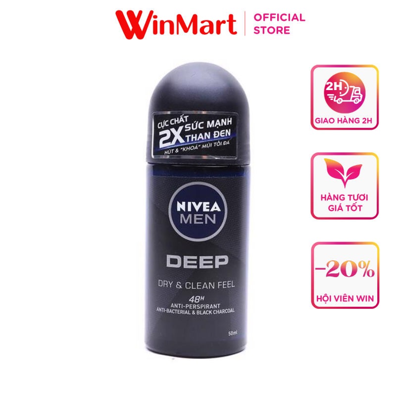 -Lăn khử mùi Nivea Men Deep Dry And Clean Feel chai 50ml