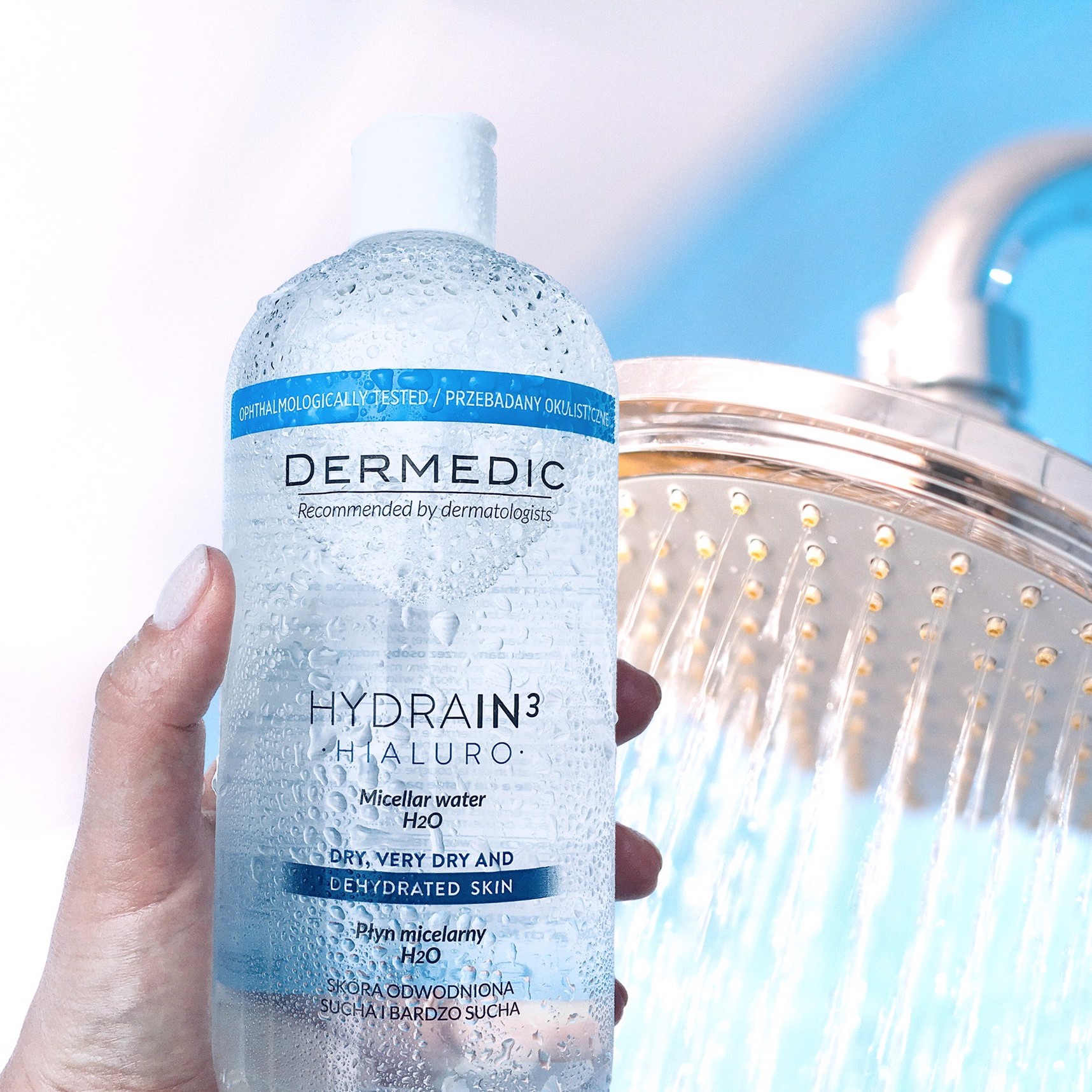 DERMEDIC HYDRAIN 3 HIALURO Mizellenwasser H2O 500 Ml - Sanfte Reinigung Für Empfindliche Augen- Und Gesichtshaut