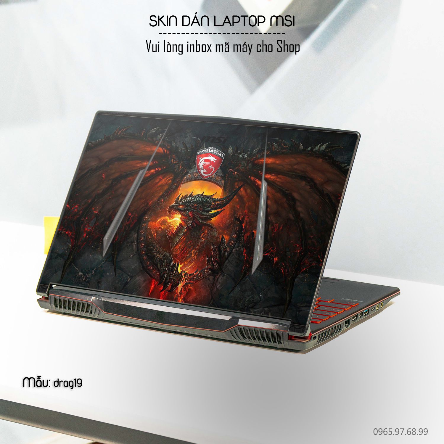 Decal Skin dán Laptop MSI mẫu rồng (inbox mã máy cho shop)
