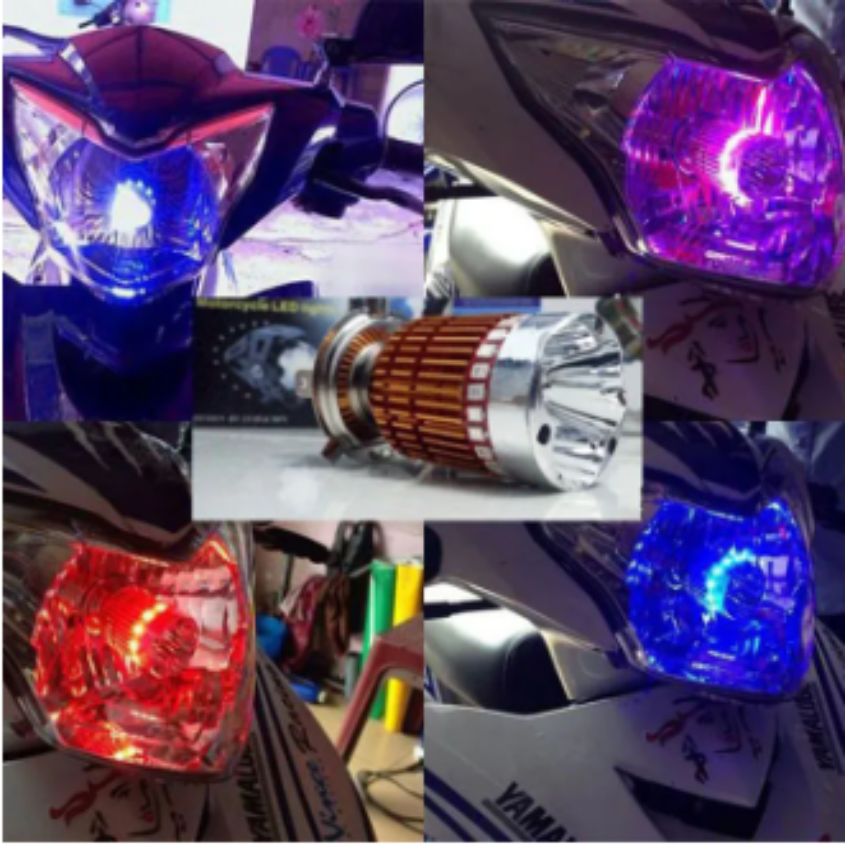 Đèn pha led chân H4 Cos mắt cú đổi màu
