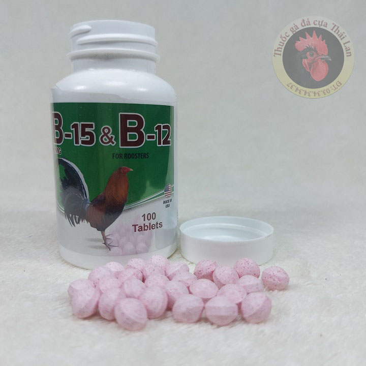 LỌ CHIẾC LẺ 20 VIÊN - B15 12 - thuốc gà đá mau sung - của MỸ  - mau lên nước máu , gà mau mập