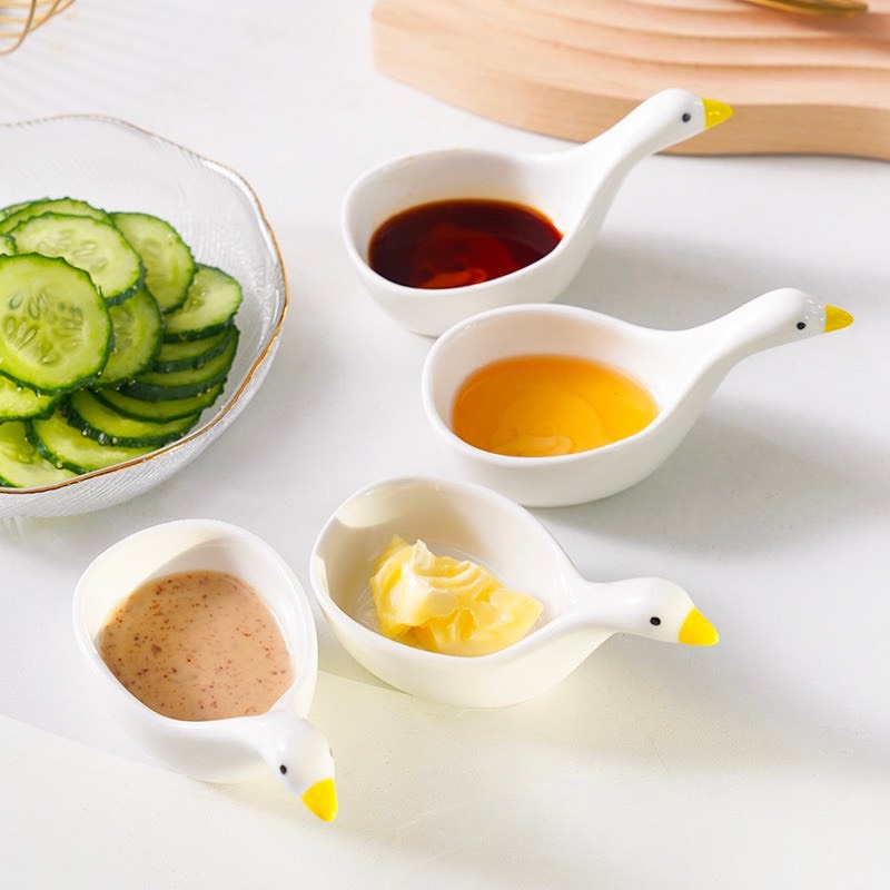 Chén gia vị, chén đựng nước chấm bằng sứ thiên nga, đựng tương ớt, tương decor, chén đựng nước chấm, chén đựng nước tương, chén, chén đựng nước chấm nhà bếp, chén hình thiên nga, chén hình con vịt,