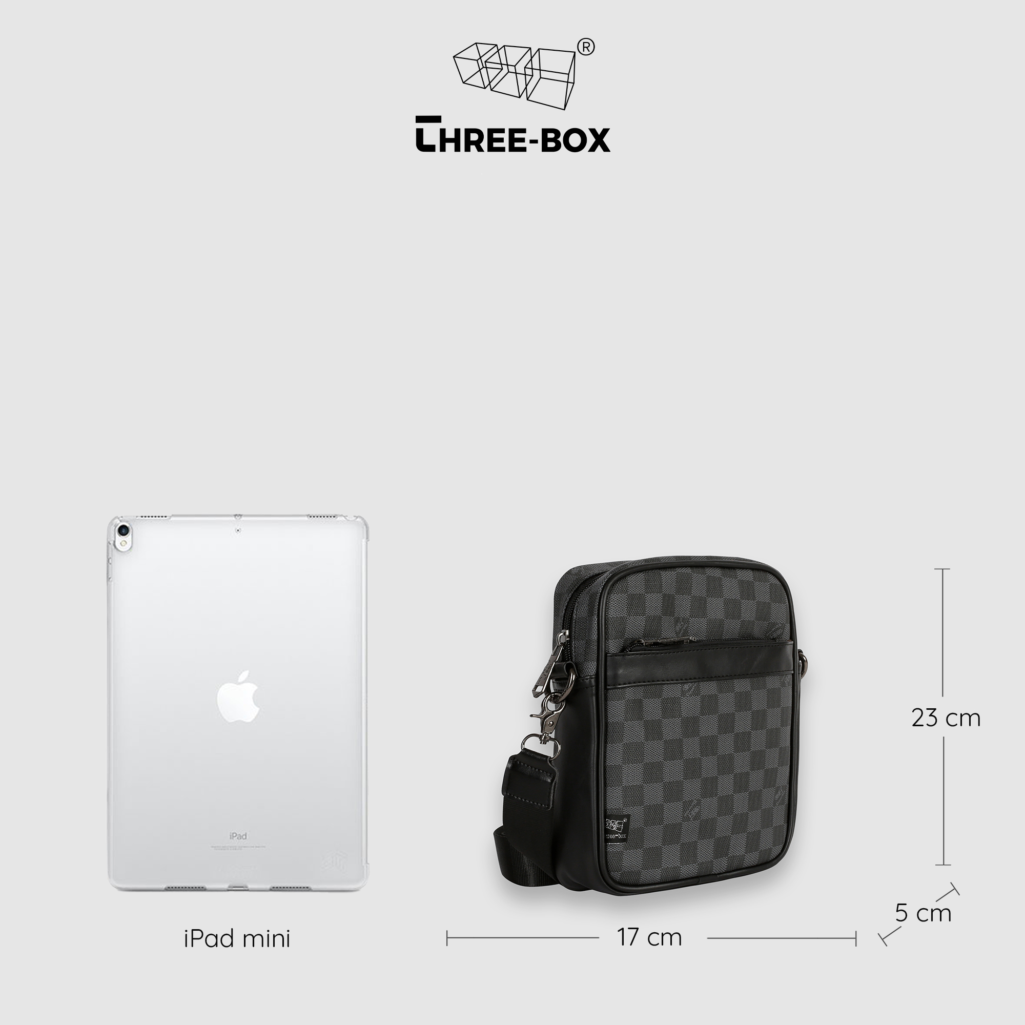 Túi đeo chéo thiết kế basic họa tiết Damier thương hiệu Three-Box - MS3629