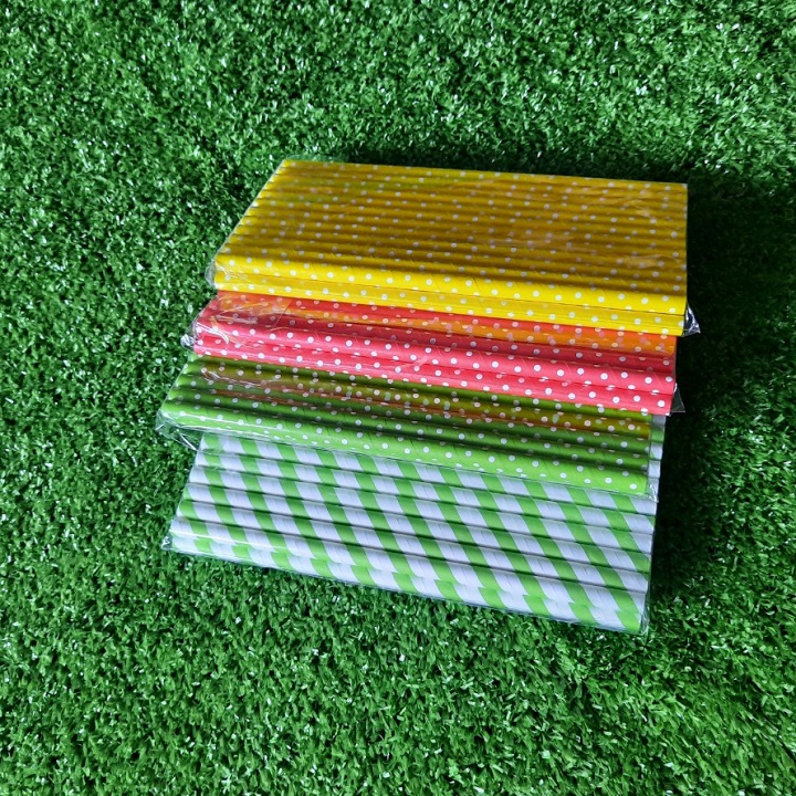 Ống Hút Giấy In Hình 6mm ( 25 cái/bịch)