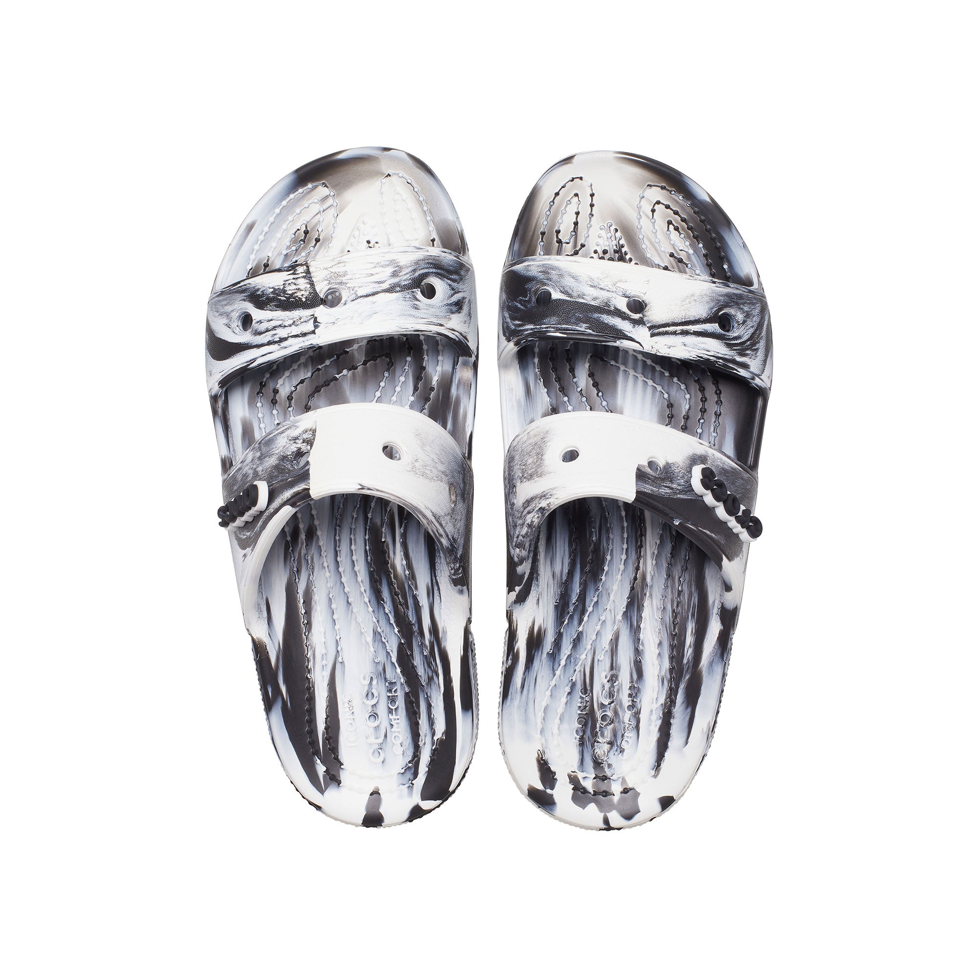 Dép Xăng Đan Unisex Crocs Marbled Classic - White/Black