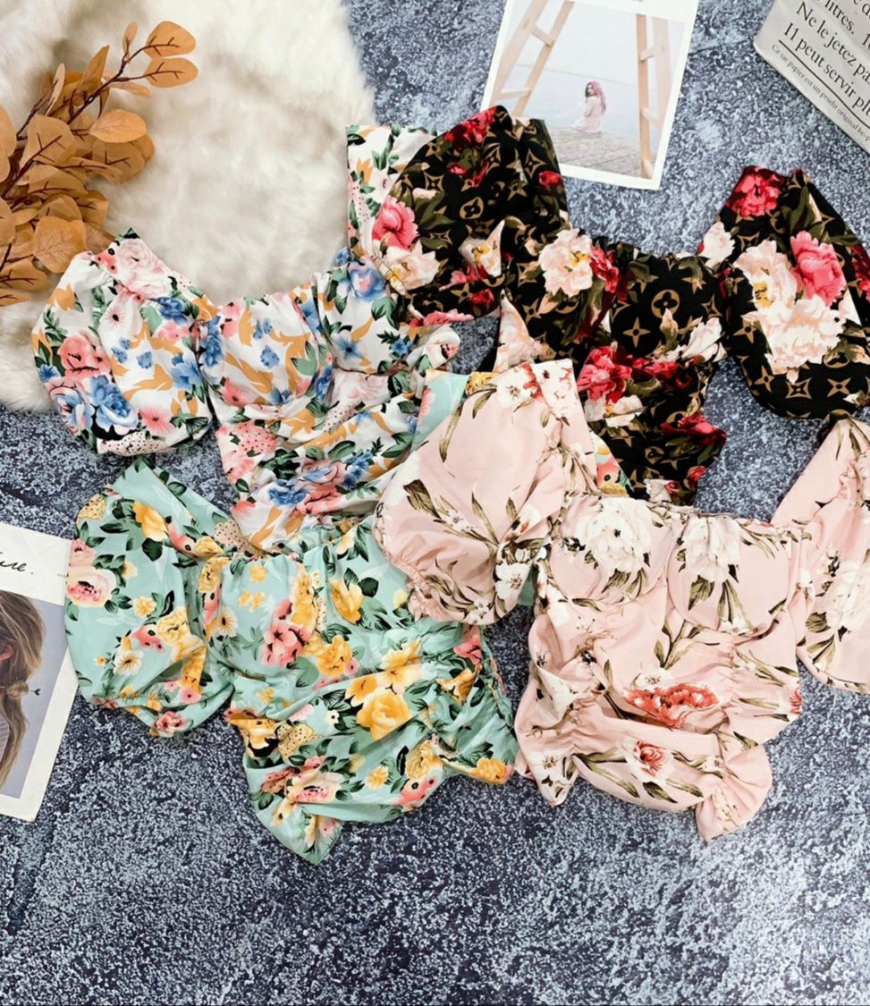 ÁO KIỂU NỮ,ÁO BÔNG DÁNG CROPTOP FORM 45KG