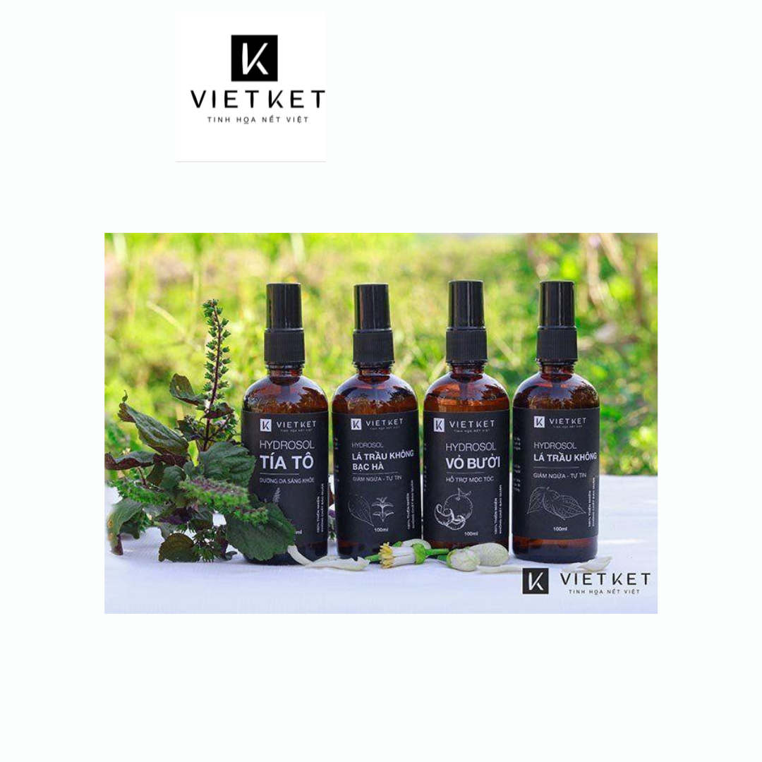 (Vietket) Hydrosol trầu không Vietket (Nước cất trầu không) Giảm ngứa, se khít vùng kín, khử mùi hôi hiệu quả Chai thuỷ tinh 100ml Koshka Home