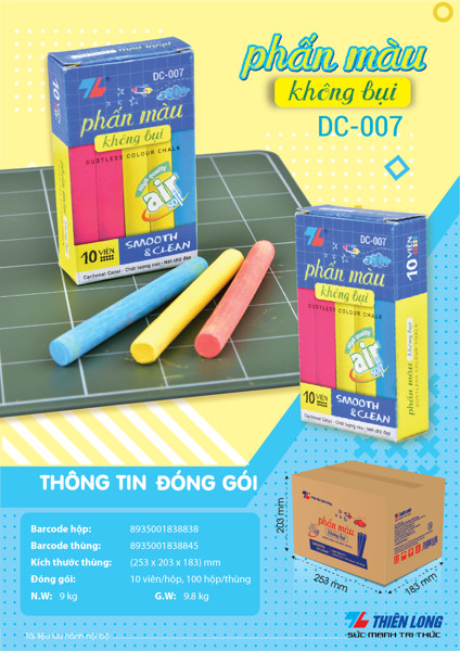Combo 10 Hộp Phấn màu không bụi Thiên Long DC-007