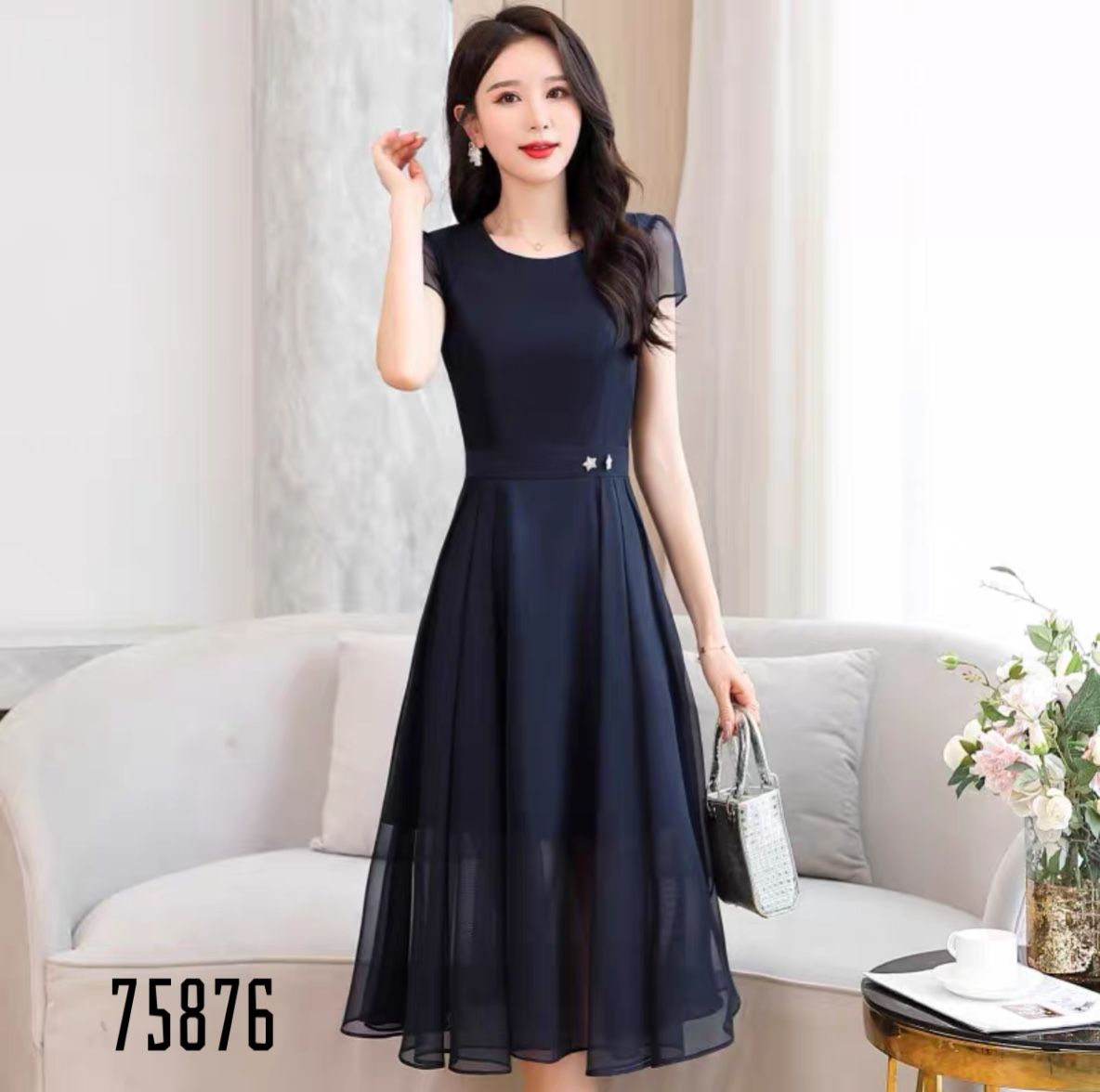 ĐẦM XÒE DỰ TIỆC EO ĐÍNH SAO SANG TRỌNG