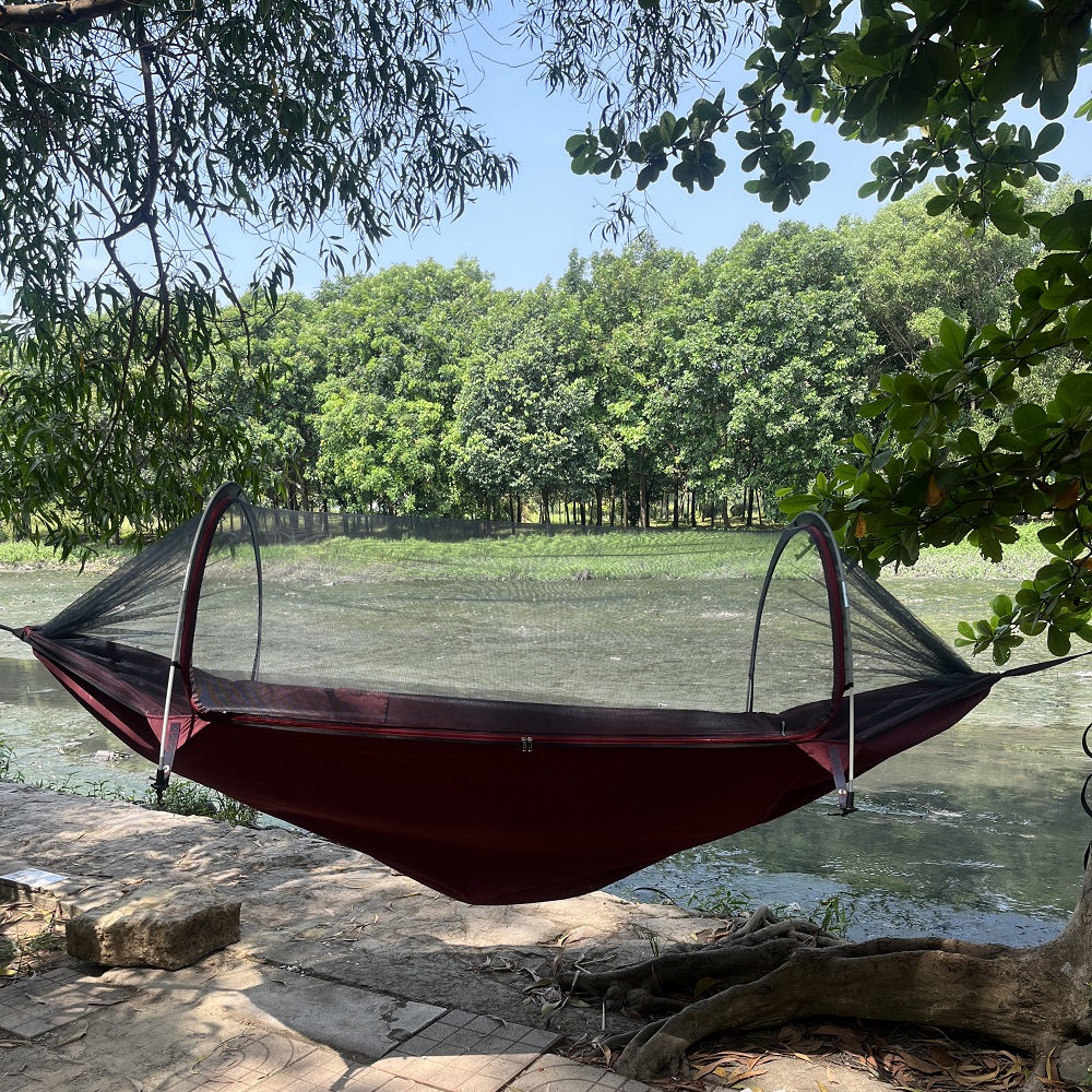 Võng Cao Cấp Chống Nước 2 Người Giường Đôi Dây Cột Dày, Tarp Hammocks 2.4x1.4m