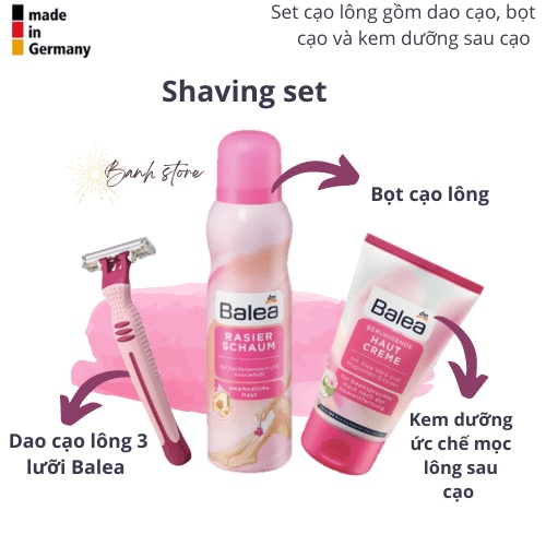 Set Bọt - Kem - Dao cạo lông Balea cực kì tiết kiệm