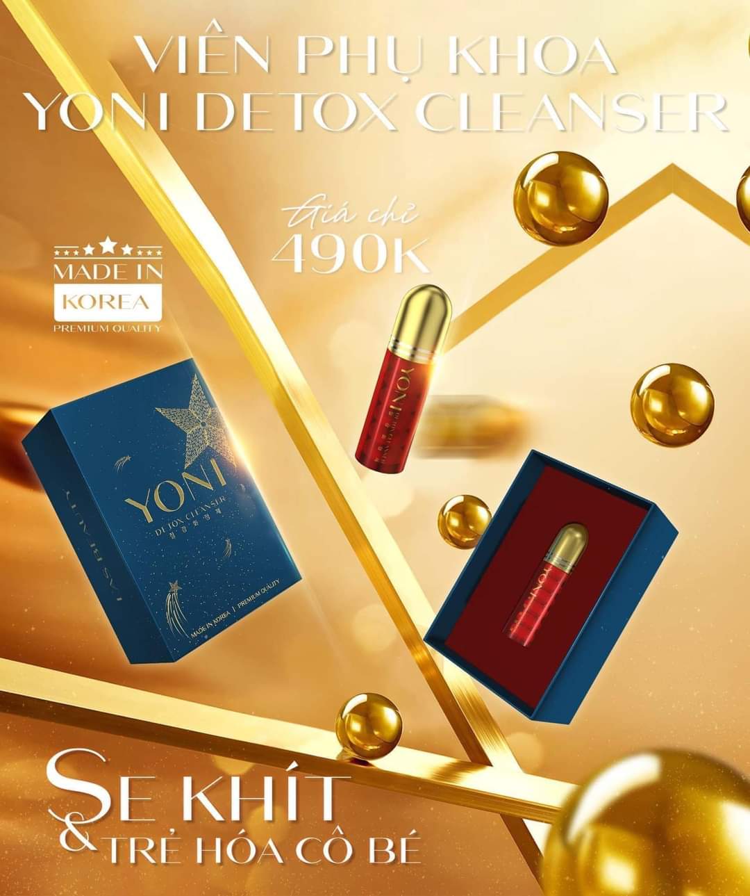 Viên đặt phụ khoa Yoni Las Beauty Detox Cleanser chính hãng Hàn Quốc
