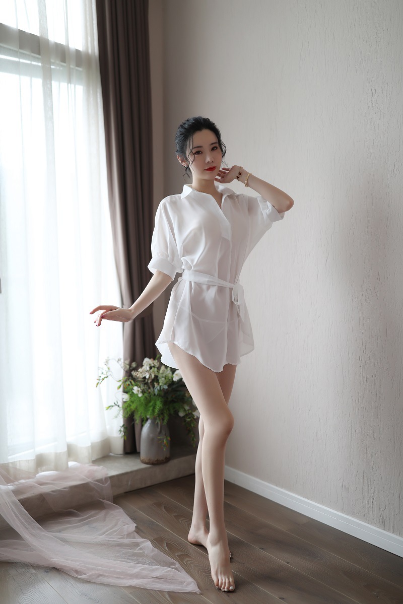 Đầm Ngủ Thun Kiểu Áo Sơ Mi Tay Lửng CDAN73