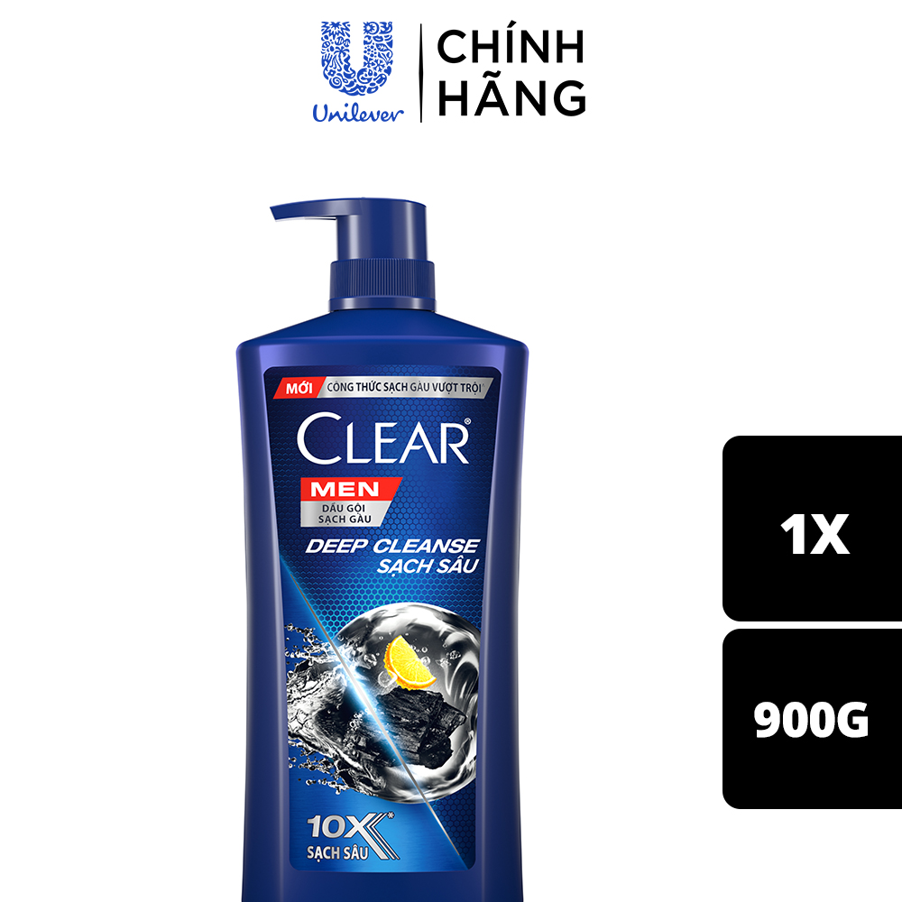 Dầu gội đầu sạch gàu clear men deep cleanse than hoạt tính sạch sâu - 900g/chai