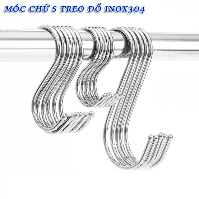 Móc Chữ S Móc Treo Đồ Đa Năng Loại Xịn Đầu Bo Tròn, Inox Siêu Bền