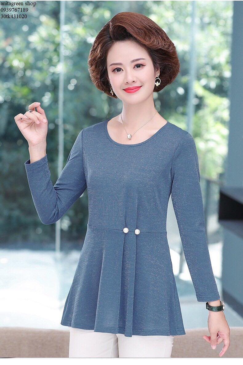 tk431020- áo kiểu kim tuyến trung niên