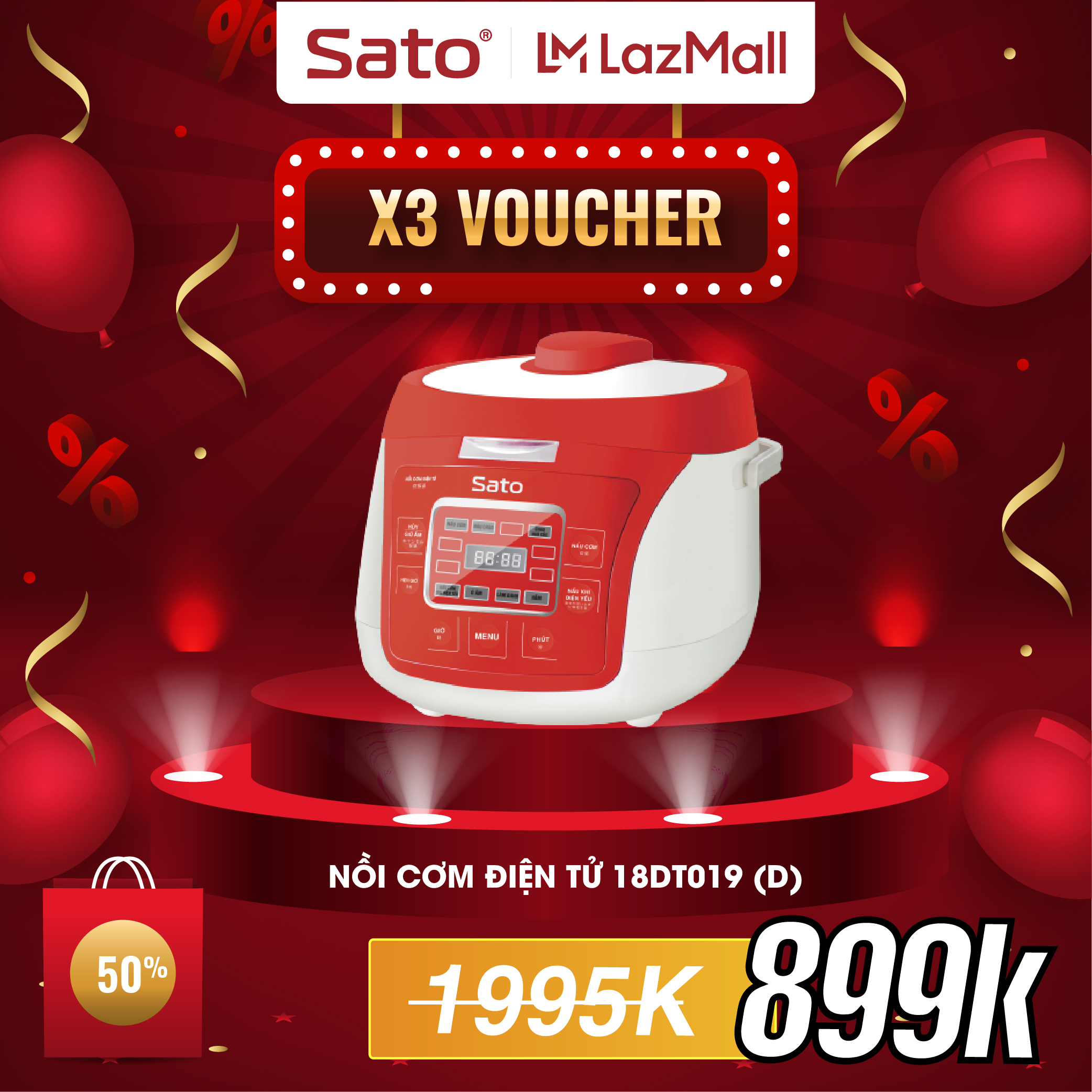 Nồi cơm điện tử 1.8L Sato 18DT019 D/T