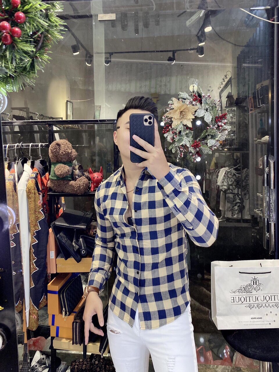 Áo somi nam họa tiết chất lụa mẫu mới binstore94 ms0008