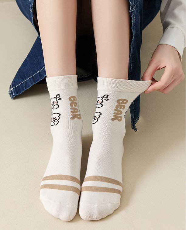 Set 5 Đôi Tất Vớ Nữ Cao Cổ Gấu Bear SS2