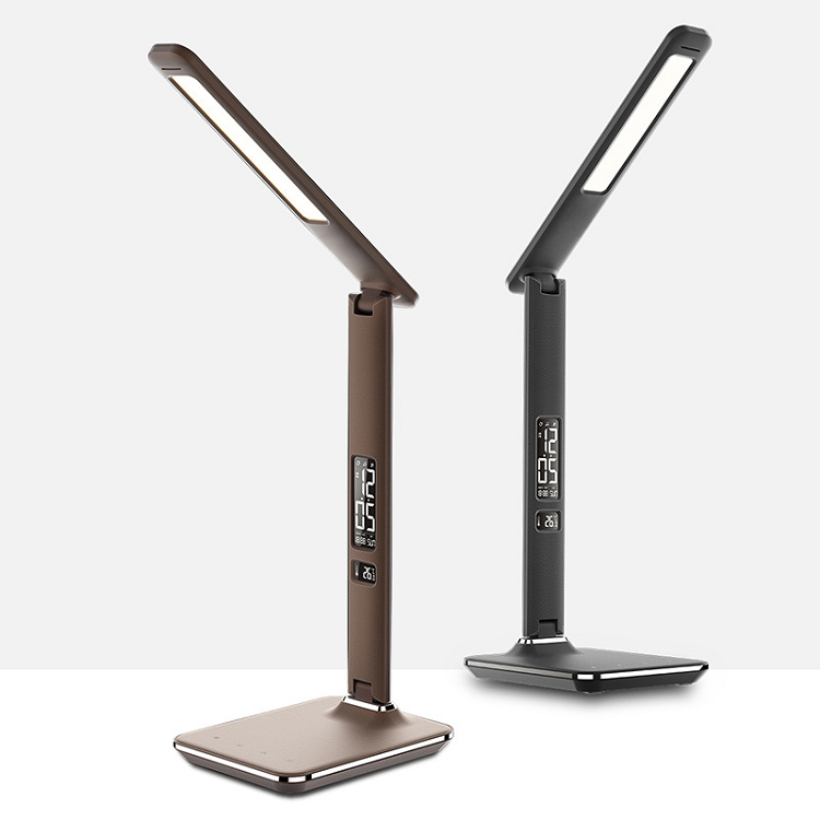 Đồng hồ để bàn kiêm đèn led mini decor bàn học có báo thức, đủ màu đen và nâu sang trọng U13B